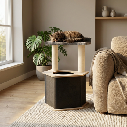 L'aire de jeu La Cabane - Arbre à chat à 2 niveaux