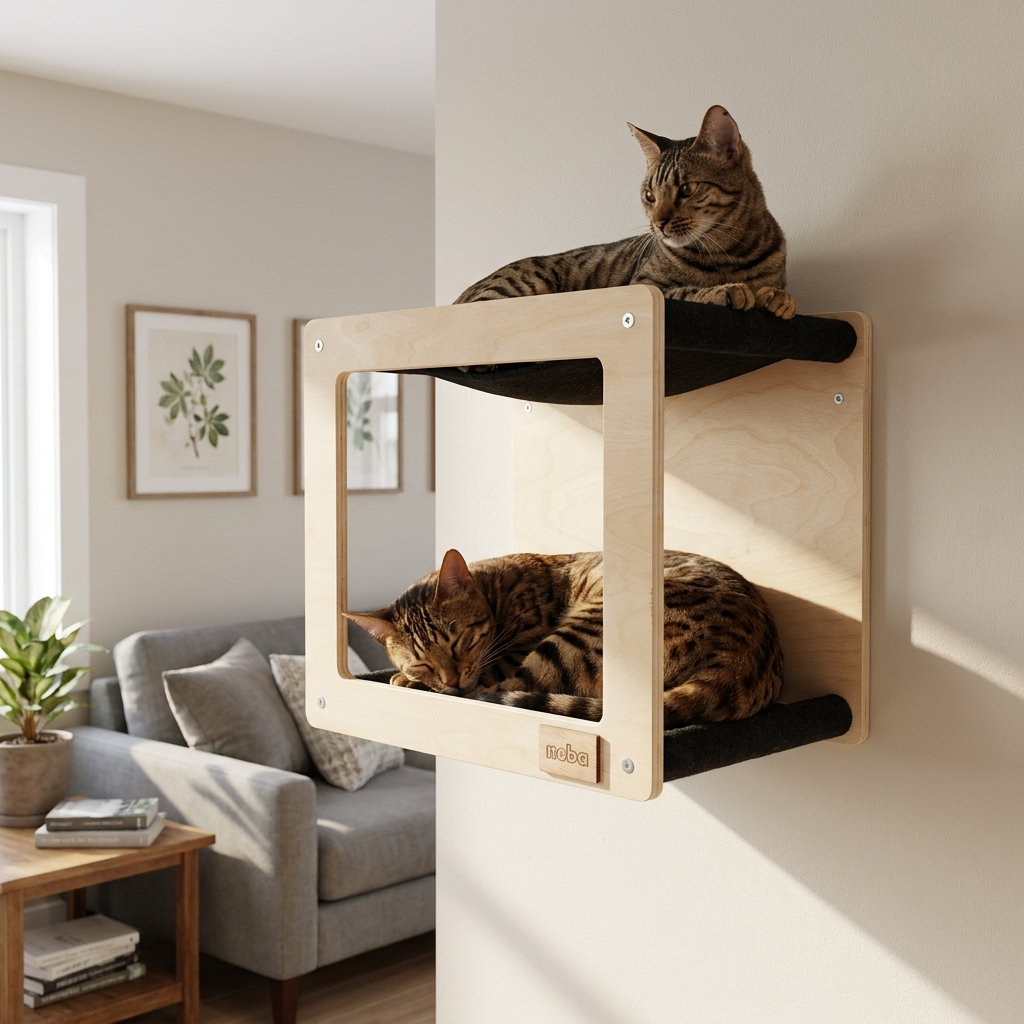 Cachette double hamac murale pour chats