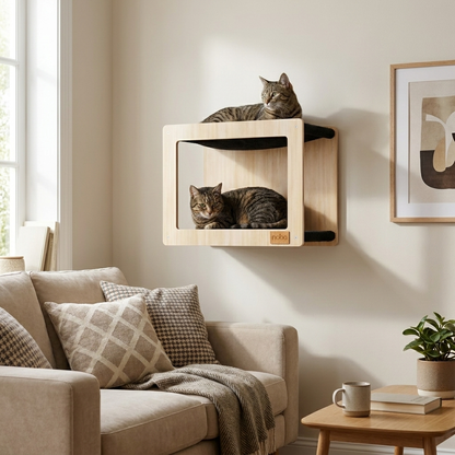 Cachette double hamac murale pour chats