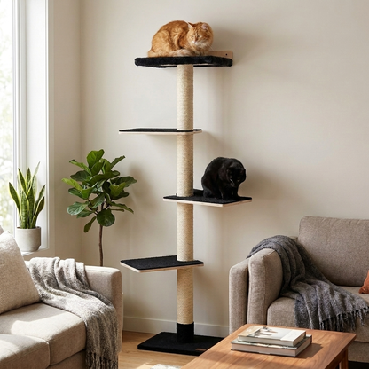 Arbre à chat mural de 183 cm – Idéal pour les petits espaces