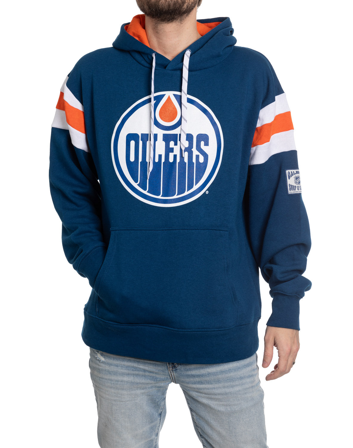 Chandail à capuchon style rétro universitaire Edmonton Oilers