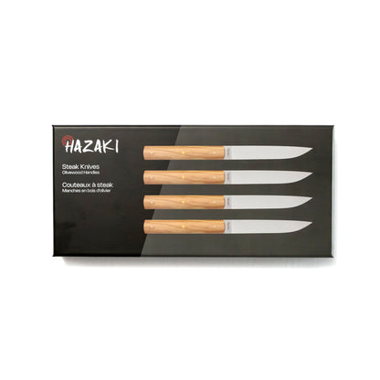 Kit de 4 couteaux à steak Hazaki – Bois d'olivier