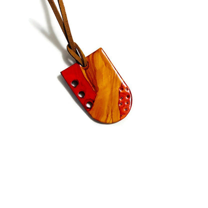 Collier pendentif Ombre fait main, peint jaune orange rouge