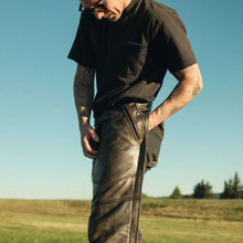 Chaps en cuir de première qualité marron vieilli à 4 poches pour hommes Open Road