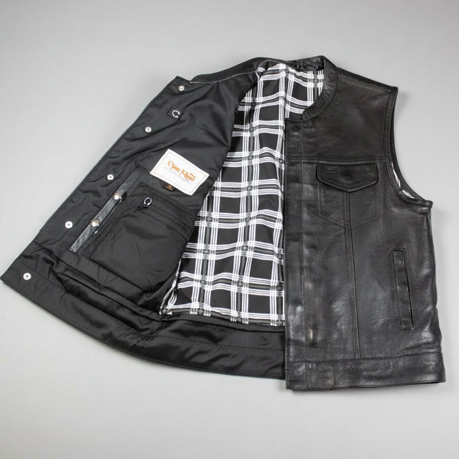 Gilet en cuir doublé flanelle pour homme Open Road Club