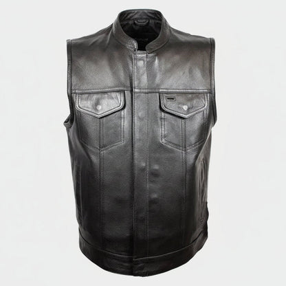 Gilet en cuir doublé flanelle pour homme Open Road Club