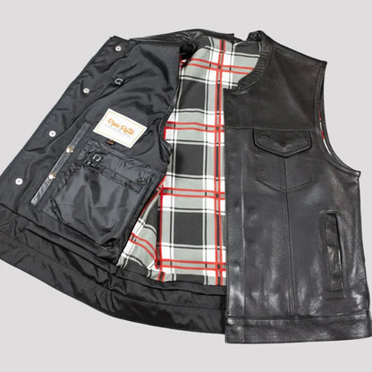 Gilet en cuir doublé flanelle pour homme Open Road Club