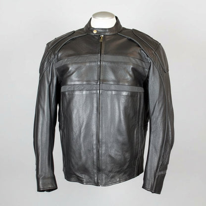 Blouson moto en cuir avec liseré réfléchissant Open Road pour hommes