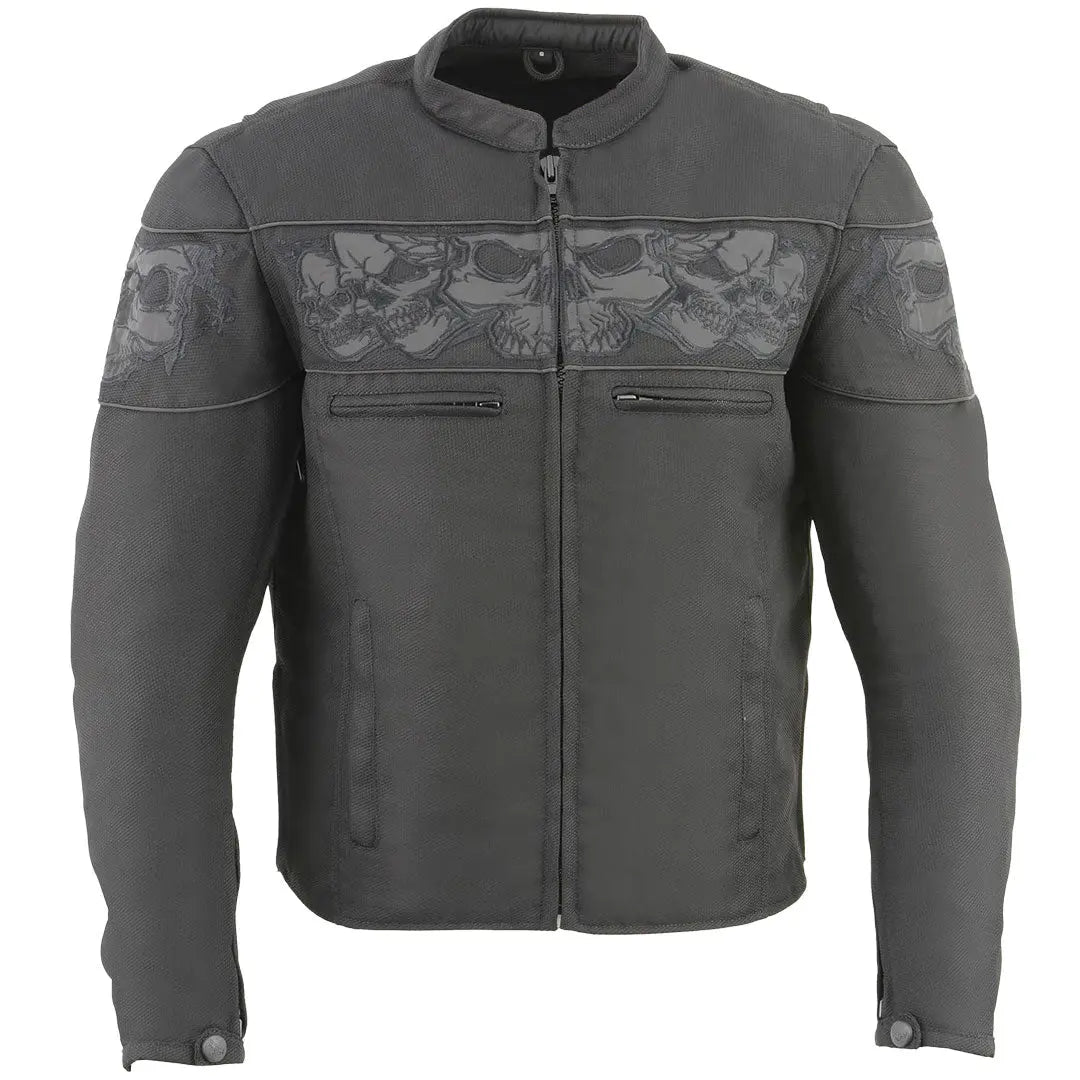 Blouson de moto Open Road réfléchissant en Cordura, motif tête de mort pour hommes