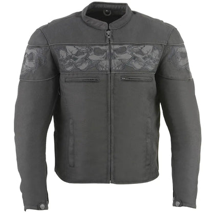 Blouson de moto Open Road réfléchissant en Cordura, motif tête de mort pour hommes