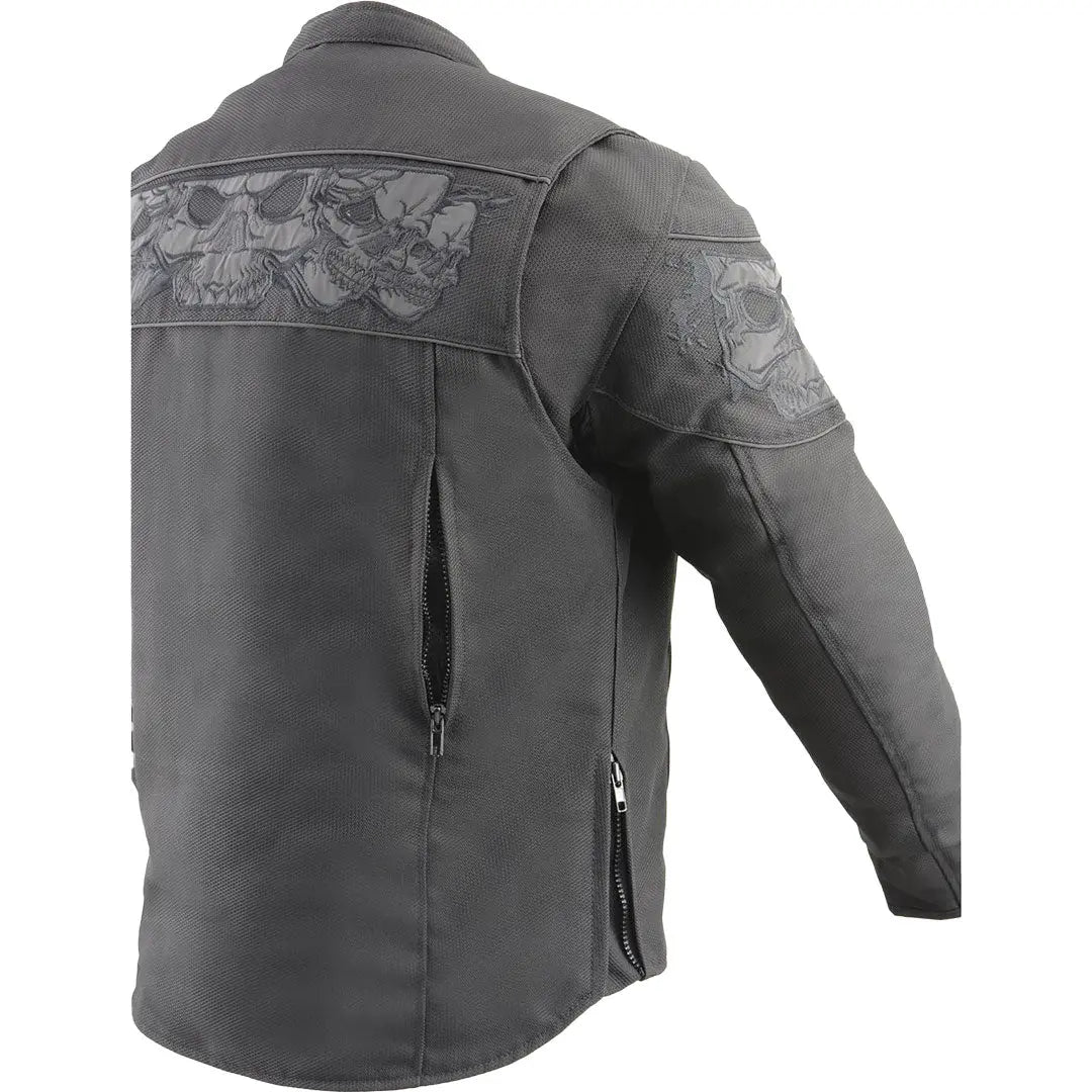Blouson de moto Open Road réfléchissant en Cordura, motif tête de mort pour hommes