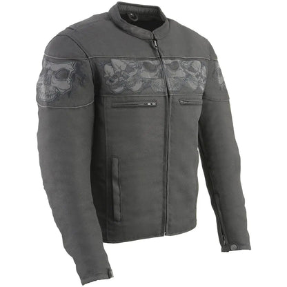 Blouson de moto Open Road réfléchissant en Cordura, motif tête de mort pour hommes