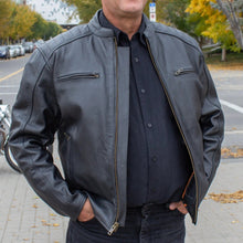 Blouson de moto en cuir côtelé rembourré pour homme Open Road