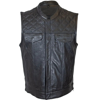 Gilet Open Road en cuir Upside pour hommes avec losanges cousus noirs