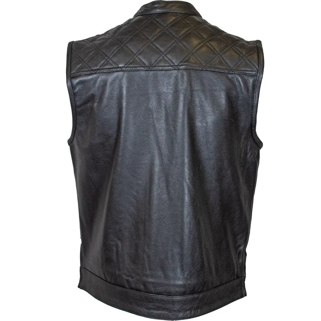 Gilet Open Road en cuir Upside pour hommes avec losanges cousus noirs