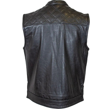 Gilet Open Road en cuir Upside pour hommes avec losanges cousus noirs