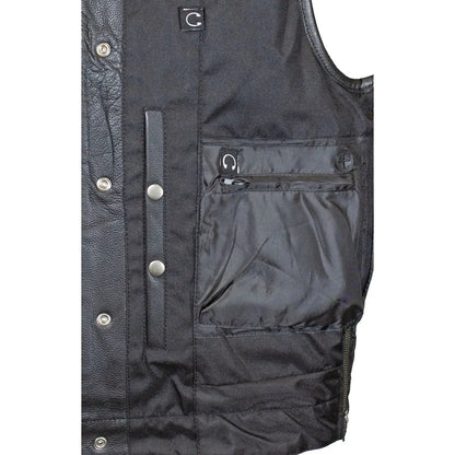 Gilet Open Road en cuir Upside pour hommes avec losanges cousus noirs