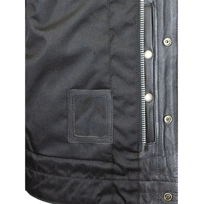 Gilet Open Road en cuir Upside pour hommes avec losanges cousus noirs