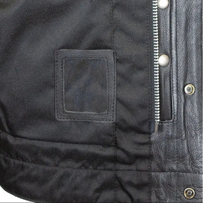 Open Road Men's Upside Leather Vest with Stitched Diamonds