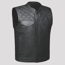 Gilet Open Road en cuir Upside pour hommes avec losanges cousus noirs