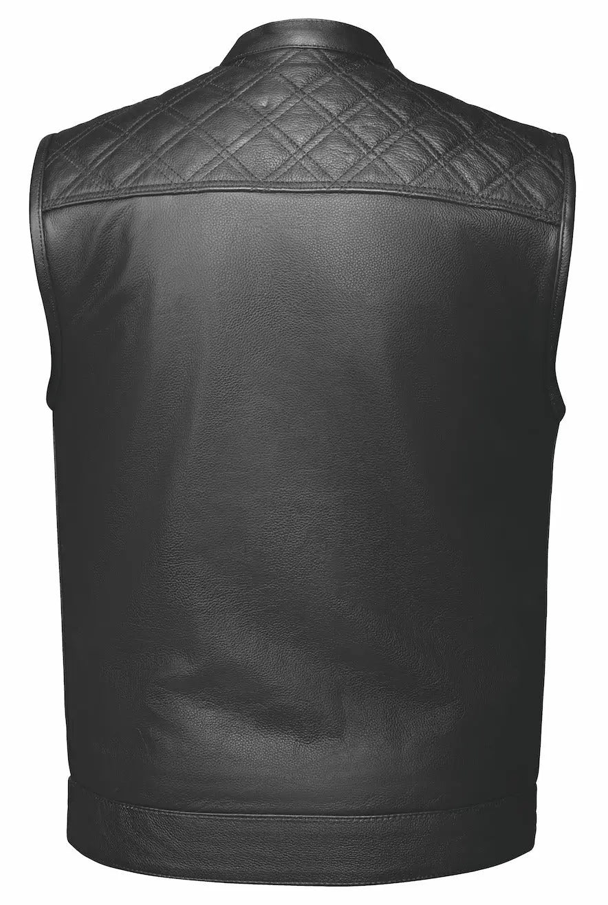 Gilet Open Road en cuir Upside pour hommes avec losanges cousus noirs