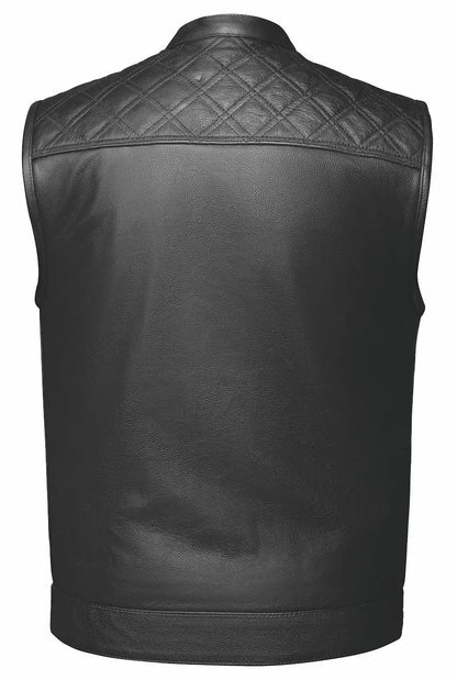 Gilet Open Road en cuir Upside pour hommes avec losanges cousus noirs