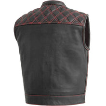 Gilet en cuir Upside avec surpiqûres rouges en losanges pour homme Open Road