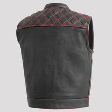 Gilet en cuir Upside avec surpiqûres rouges en losanges pour homme Open Road