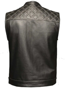 Gilet en cuir Upside avec surpiqûres losanges blanches pour homme Open Road