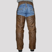 Jambières en cuir premium marron vintage 4 poches Open Road pour homme