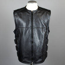 Gilet Tactique en Cuir Zippé pour Homme Open Road