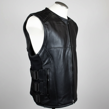 Gilet Tactique en Cuir Zippé pour Homme Open Road