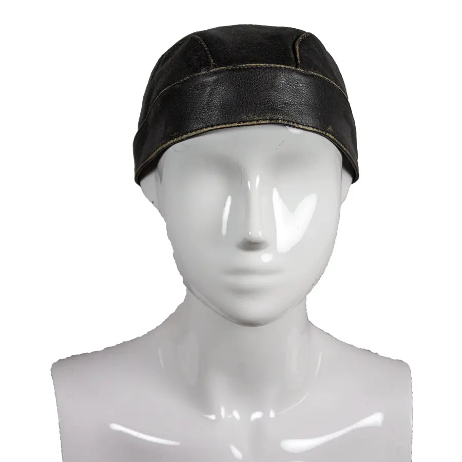Casquette de motard en cuir marron vieilli "Open Road"