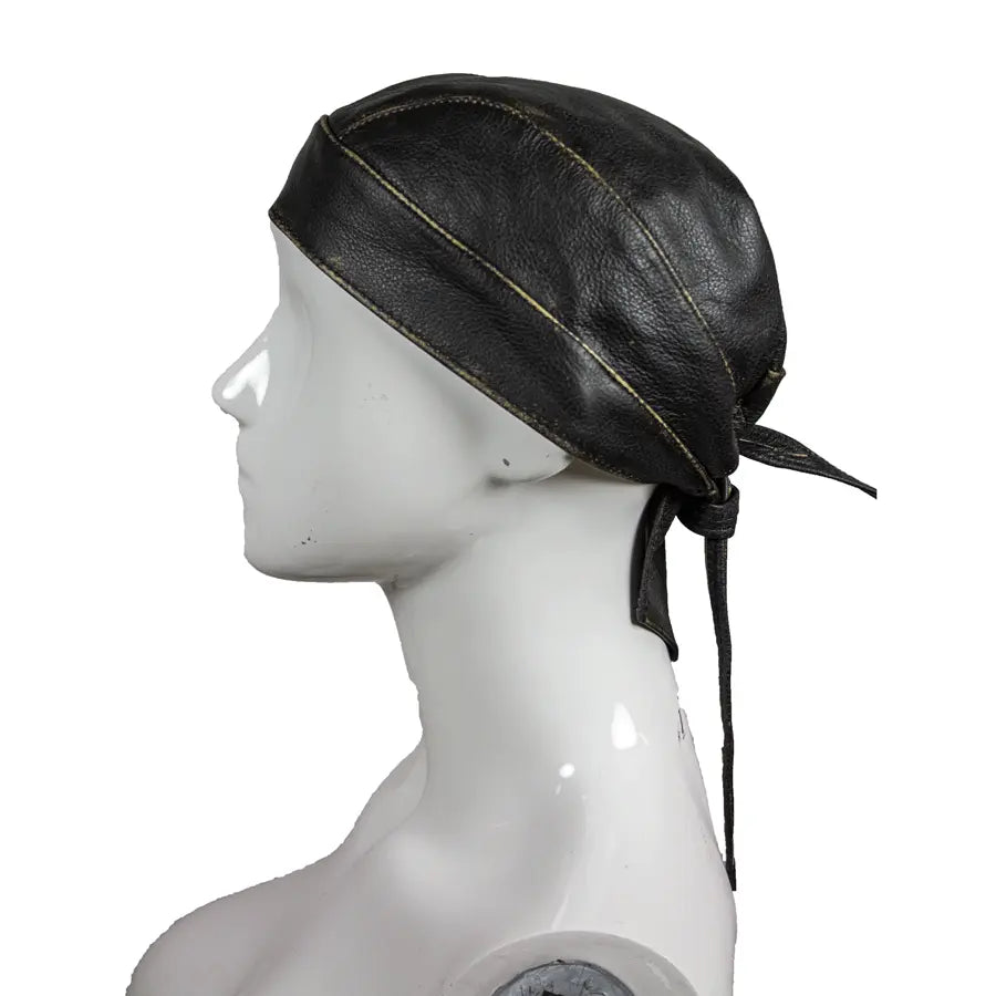 Casquette de motard en cuir marron vieilli "Open Road"