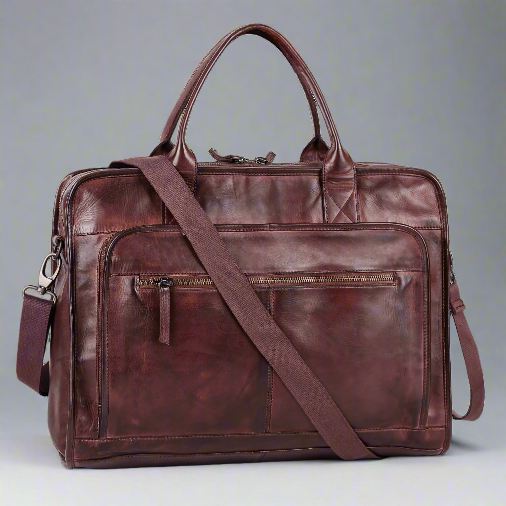 Sacoche en cuir pour ordinateur portable MET à deux poignées