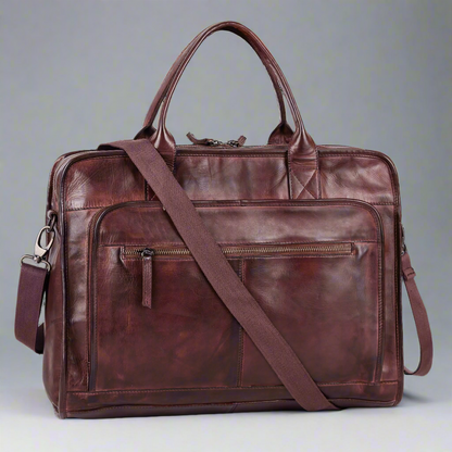 Sacoche en cuir pour ordinateur portable MET à deux poignées