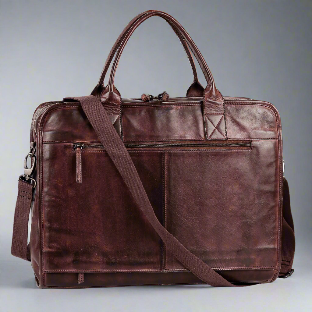 Sacoche en cuir pour ordinateur portable MET à deux poignées