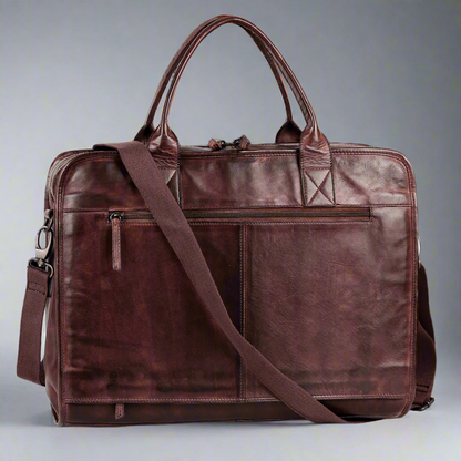 Sacoche en cuir pour ordinateur portable MET à deux poignées