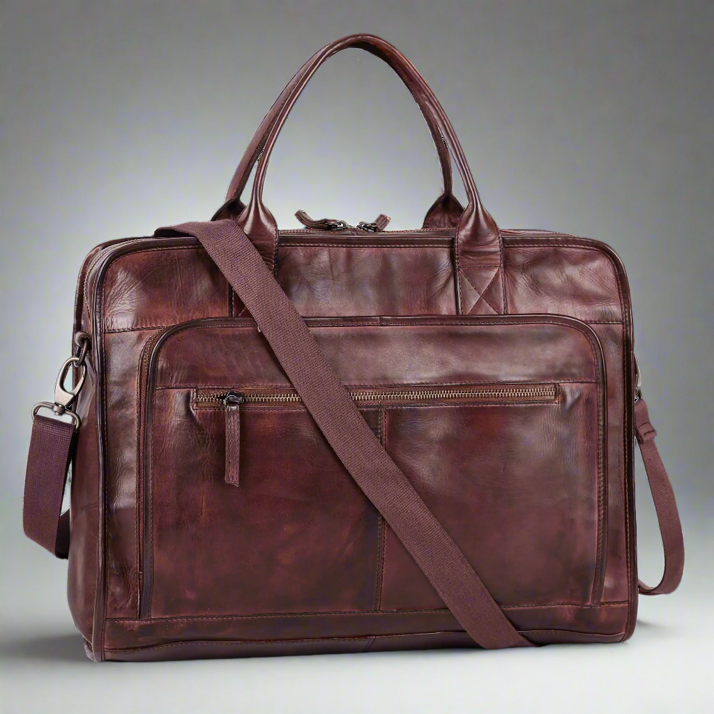 Sacoche en cuir pour ordinateur portable MET à deux poignées