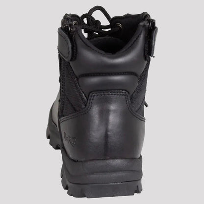 Bottes tactiques Open Road noires en cuir lacées pour femme avec fermeture éclair latérale