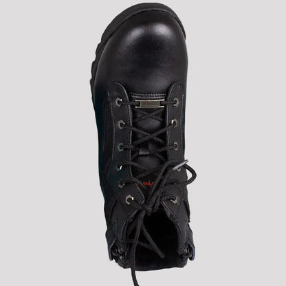 Bottes tactiques Open Road noires en cuir lacées pour femme avec fermeture éclair latérale
