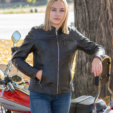 Blouson de moto en cuir Racer Open Road pour femme