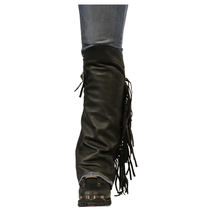 Demi-chaps en cuir avec franges latérales Open Road pour femmes