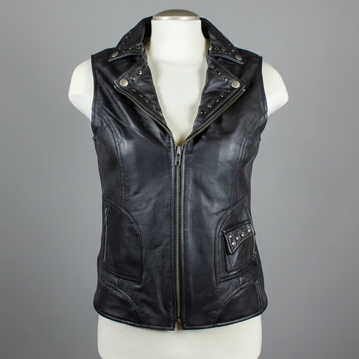 Gilet en cuir clouté Open Road pour femme