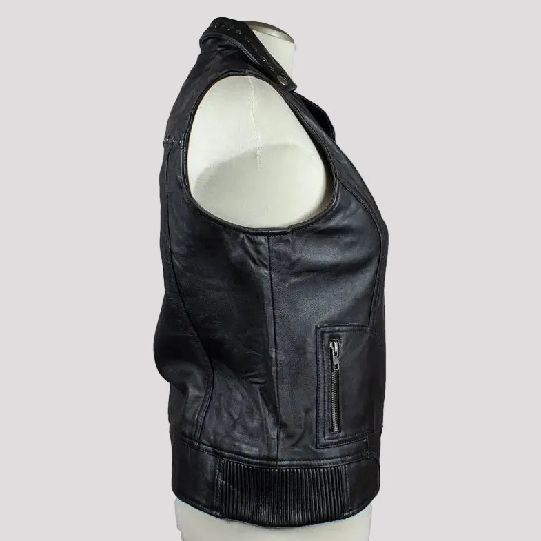 Gilet en cuir clouté Open Road pour femme