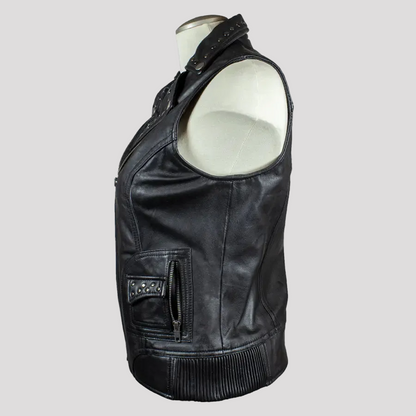 Gilet en cuir clouté Open Road pour femme