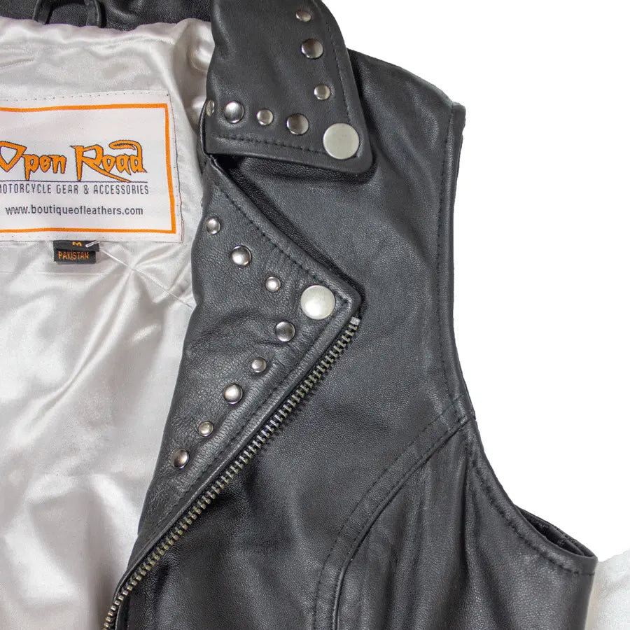 Gilet en cuir clouté Open Road pour femme