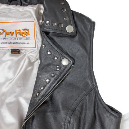 Gilet en cuir clouté Open Road pour femme