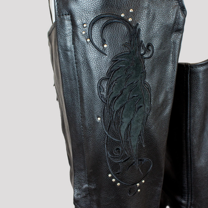 Jambières en cuir suédées BOL/Open Road pour femme, motif ailes
