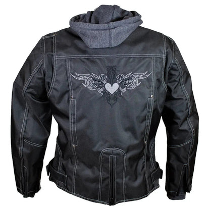 Blouson de moto en textile réfléchissant avec sweat à capuche amovible Open Road pour femme